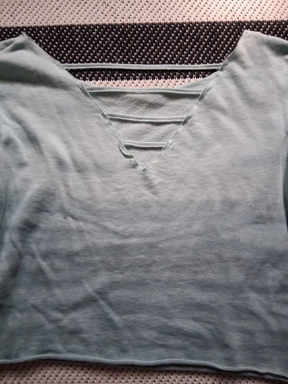 PINK Victoria's Secret Light Blue Long Sleeve V-Neck Strappy Top
